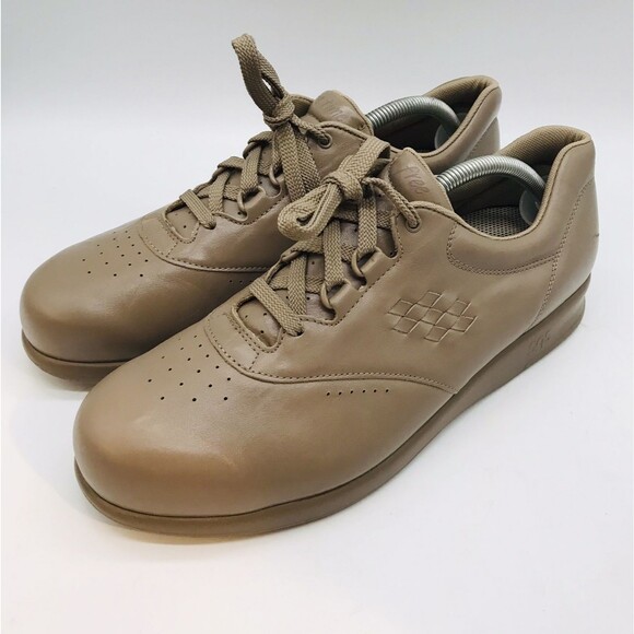 SAS Free Time Taupe Leather Women's 12W Shoes Comfy Lace Up Walking Sneakers - Picture 1 of 13